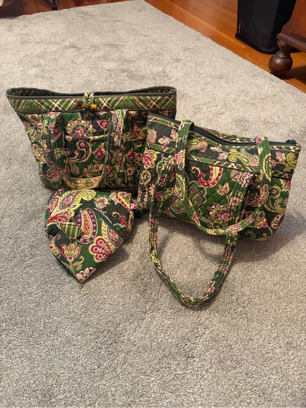 Chelsea Green paisley vintage Vera Bradley tote and shoulder bag bundle